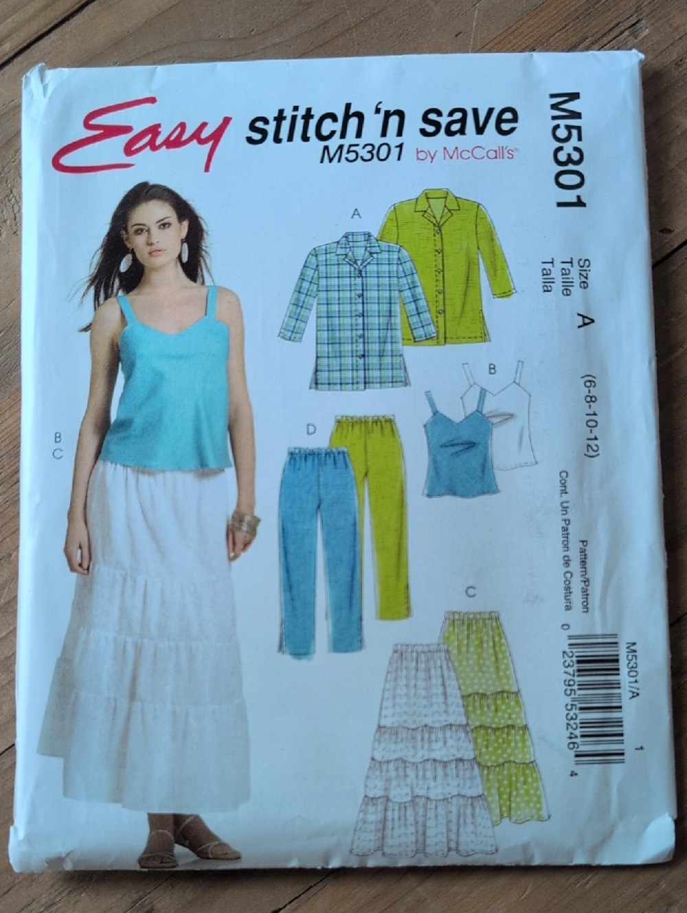 2007 McCall's Easy Stitch 'n Save M5301 Tank Top & Skirt - Uncut, Sz 6-8-10-12